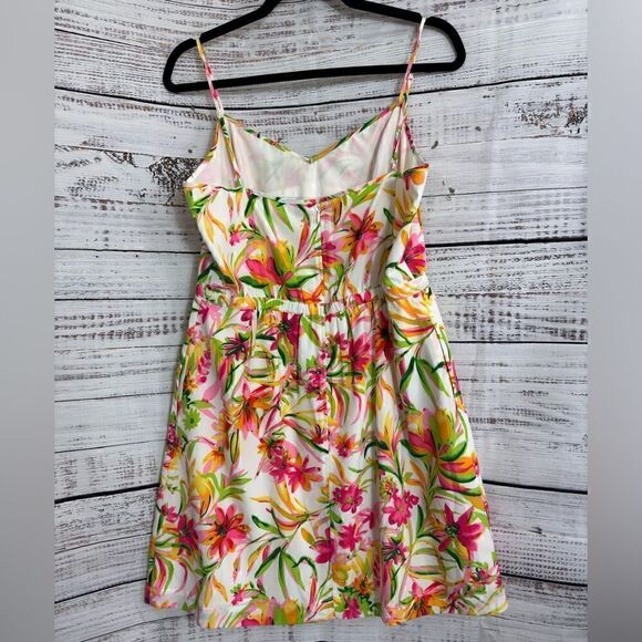 J. Crew Dress Womens Size 14 Printed Seaside Cami Floral Colorful Summer satin - Picture 4 of 11